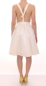 White Halterneck Knee Length Tea Dress