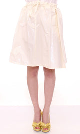 White Above-Knee Stretch Waist Strap Skirt