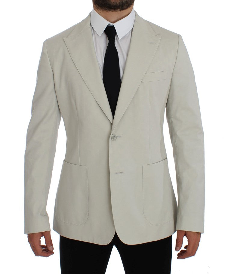 White Cotton Stretch Blazer Jacket