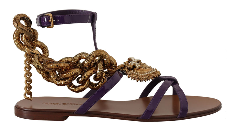 Purple Leather Devotion Flats Sandals Shoes