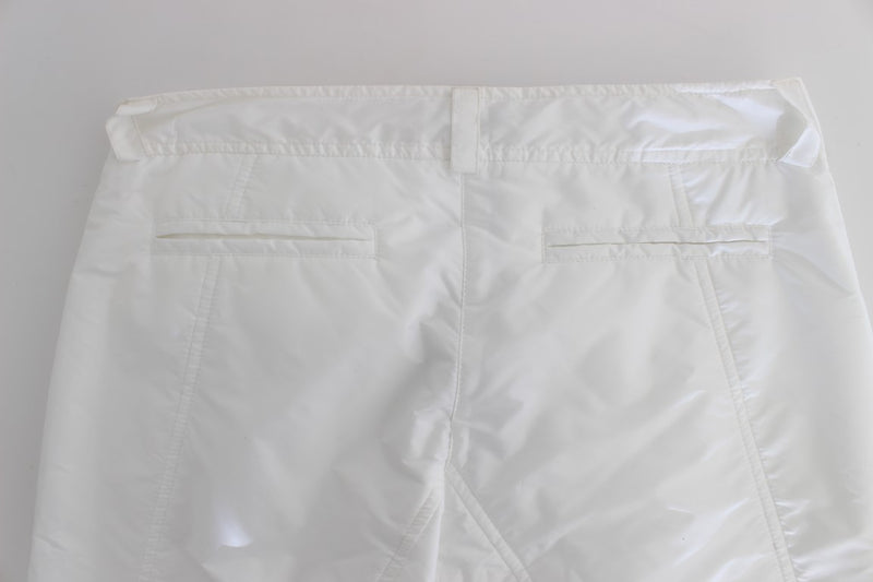 White Nylon Padded Slim Fit Cargo Pants