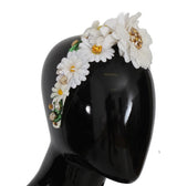 Yellow White Sunflower Crystal Floral Headband