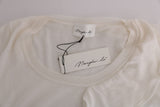 White 100% Lana Wool Top Blouse T-shirt