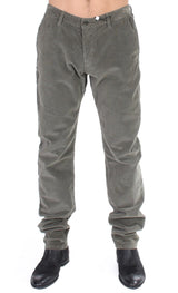 Green Stretch Straight Fit Corduroy Pants