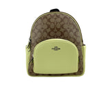 (5671) Court Signature Leather Khaki/Pale Lime Medium Backpack Bookbag Bag - Avaz Shop