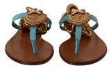 Blue Leather Devotion Flats Sandals