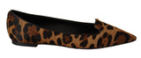 Brown Leopard Pony Hair Ballerina Loafers