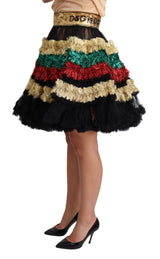 Multicolor Sequin Ruffled Tulle Tinsel Skirt