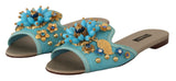 Blue Crystal Exotic Leather Blue Crystal Sandals
