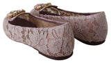 Pink Taormina Lace Crystal Vally Flats Shoes