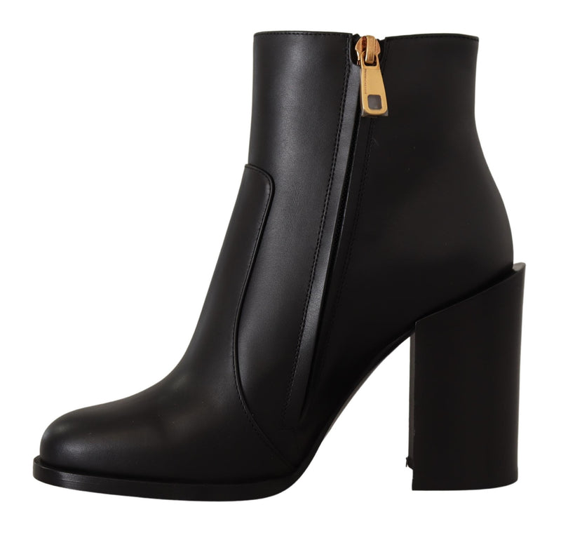 Black Leather Gold Amore Pearl Boots