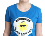 Blue Cotton Sunny Milano Print Tops T-shirt