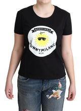 Black Cotton Sunny Milano Print T-shirt