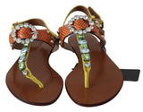 Leather Ayers Crystal Sandals Flip Flops Shoes