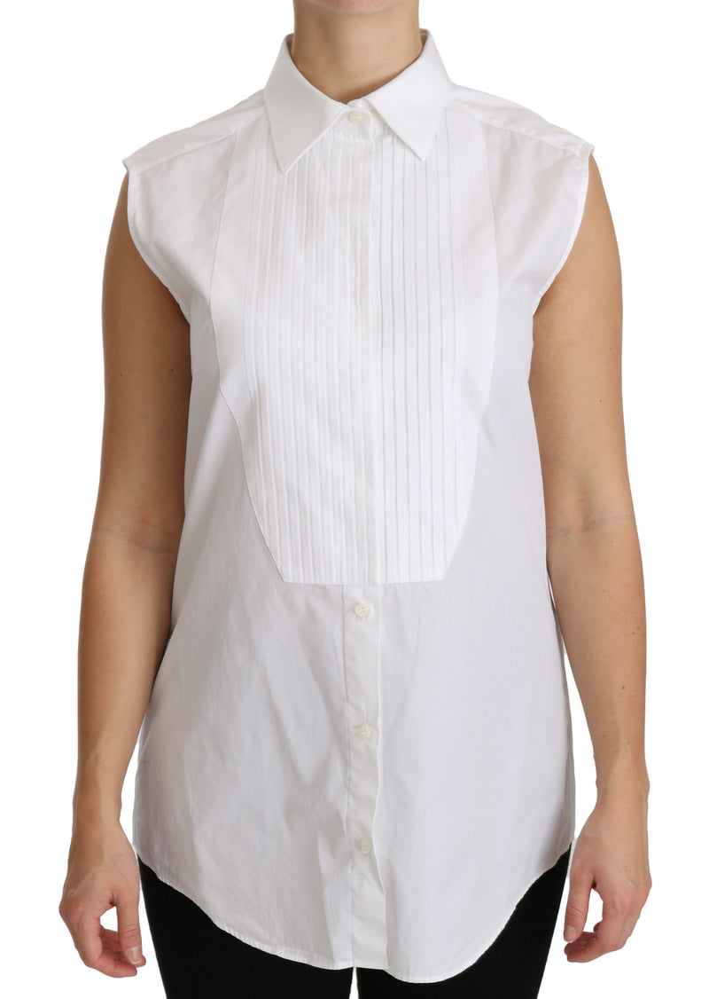 White Collared Sleeveless Polo Shirt Top
