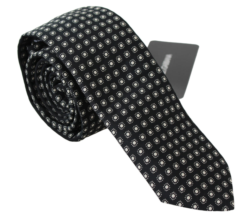 Black Patterned Classic Mens Slim Necktie Tie