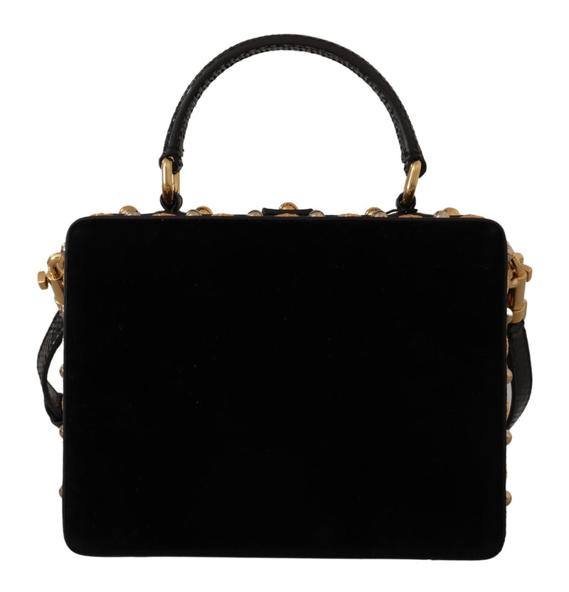 Black Velvet Ayers Leather Crystal Gold BOX Bag