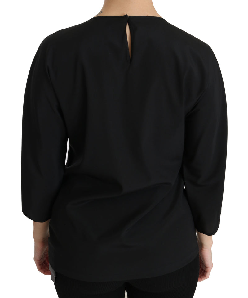 Black #dgfamily Top T-shirt Silk Blouse