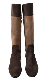 Brown Leather Knee High Boots