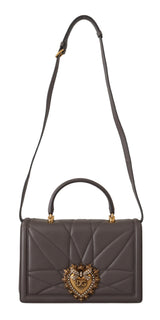 Gray Leather Nappa Small Shoulder Strap DEVOTION  Bag