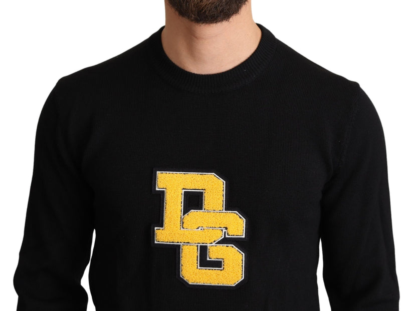 Black Yellow DG Logo Knitted Wool Pullover Sweater
