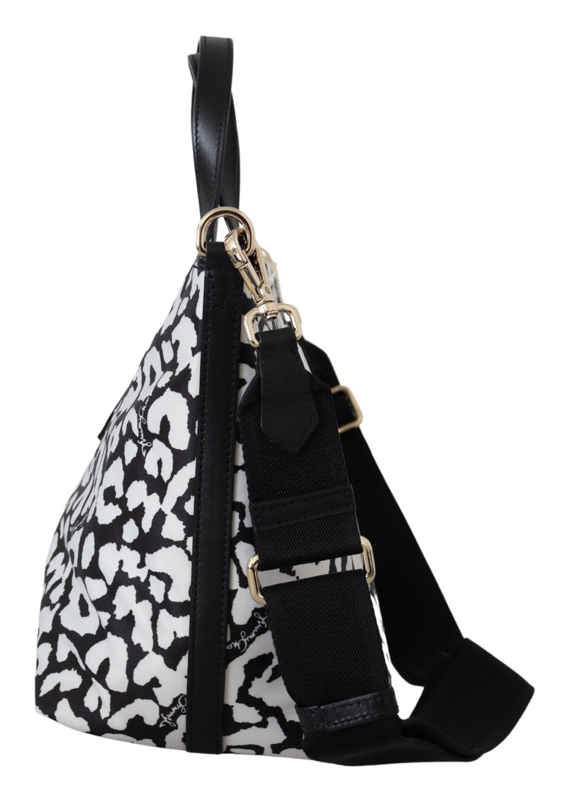 White & Black Nylon Candice Tote Shoulder Bag