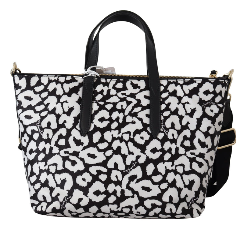 White & Black Nylon Candice Tote Shoulder Bag