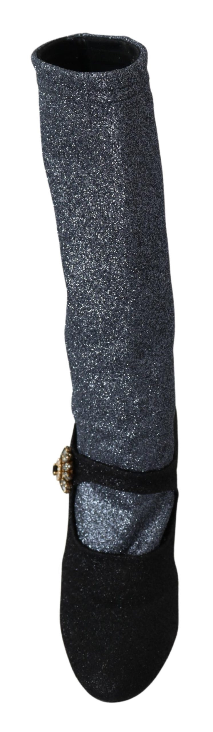 Black Crystal Glitter Boots Shoes