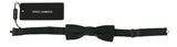 Men Gray Pattern Silk Adjustable Neck Papillon Bow Tie
