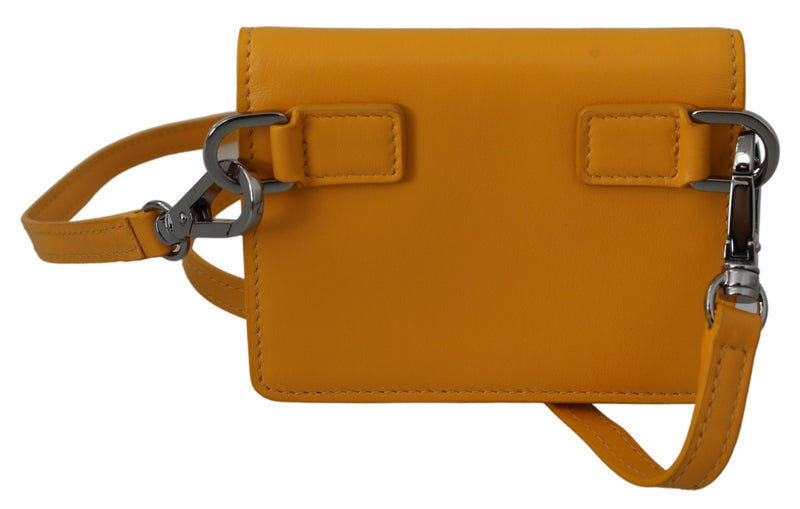 Yellow Leather Mini Sling Bifold Women Purse Wallet
