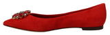 Red Suede Crystals Loafers Flats Shoes