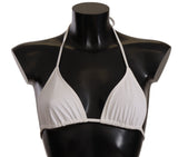 White Halter Bikini Top Triangle Swimwear
