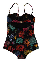 Black Coral One Piece Swimwear Swimsuit Bikini