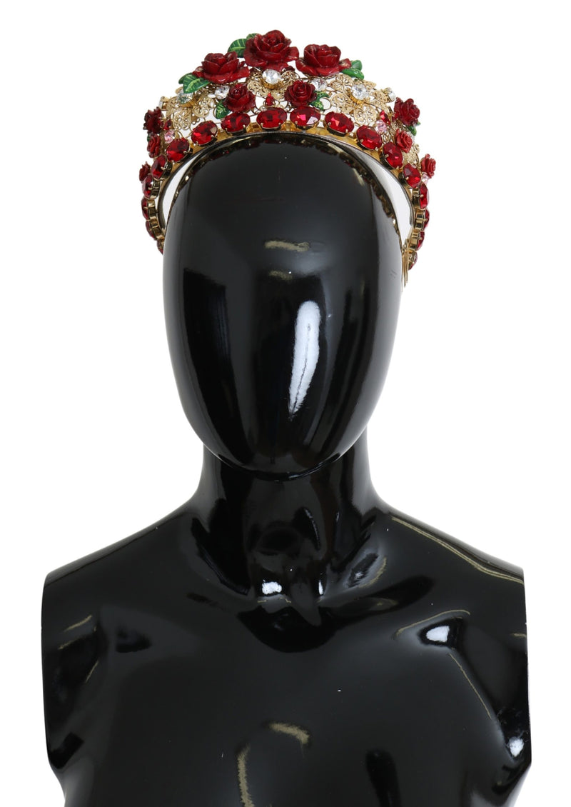 Gold Crystal Rose Rouge Headband Crown Diadem