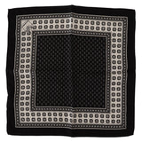 Black White Silk Square Handkerchief Scarf
