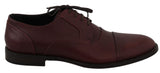 Red Bordeaux Leather Derby Formal Shoes