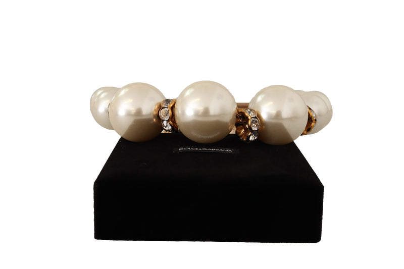 Gold Brass Crystal Faux Pearl Crown Logo Tiara Diadem