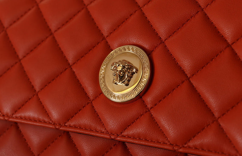 Red Nappa Leather Medusa Evening Bag