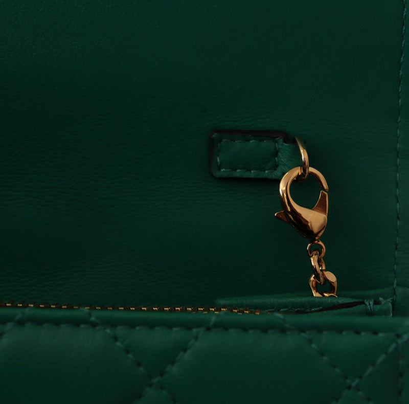 Green Nappa Leather Medusa Evening Bag