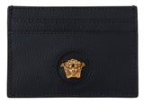 Navy Blue Calf Leather Card Holder Wallet