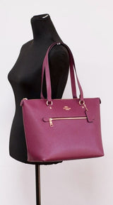 Black Cherry Leather Gallery Shoulder Tote Handbag Purse Bag