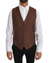 Brown Wool Silk Waistcoat Vest
