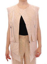 Beige brocade sleeveless jacket - Avaz Shop