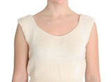 Beige Cotton Blend Knitted Sleeveless Sweater - Avaz Shop