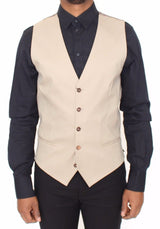Beige Cotton Dress Vest Blazer Jacket - Avaz Shop