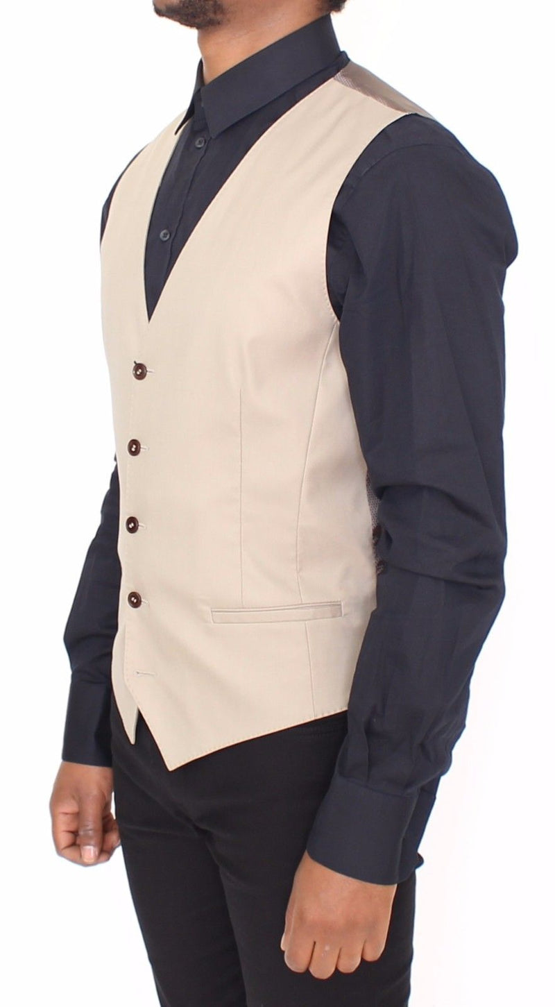 Beige Cotton Dress Vest Blazer Jacket - Avaz Shop