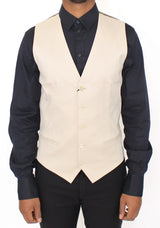 Beige Cotton Stretch Dress Vest Blazer - Avaz Shop