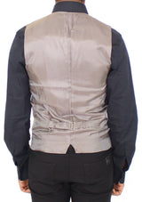 Beige Cotton Stretch Dress Vest Blazer - Avaz Shop