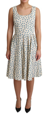 Beige Dotted Cotton A-Line Gown Dress - Avaz Shop
