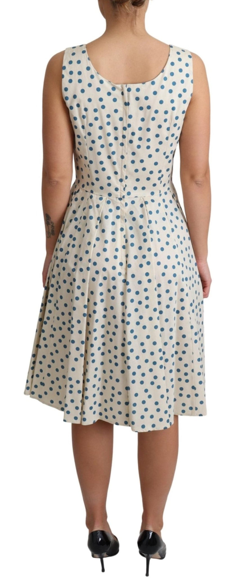 Beige Dotted Cotton A-Line Gown Dress - Avaz Shop